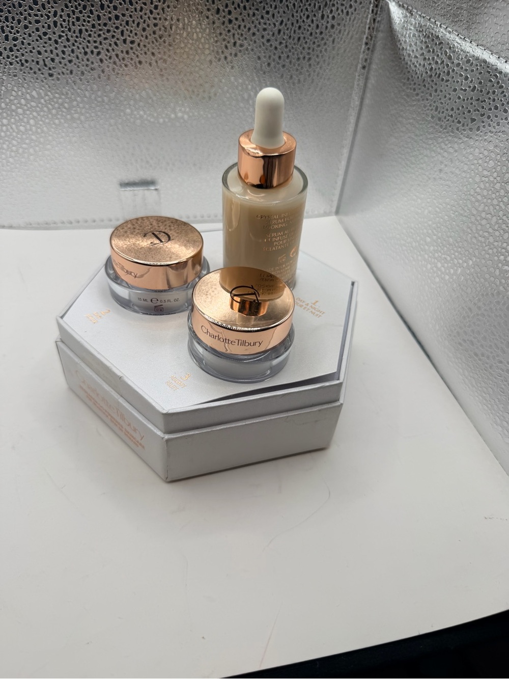 Charlotte Tilbury White and Rose Gold Luxury Skincare Set